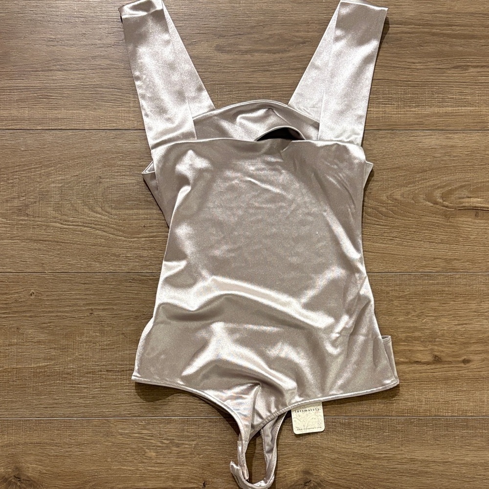 Free People Shimmering Silver Bodysuit